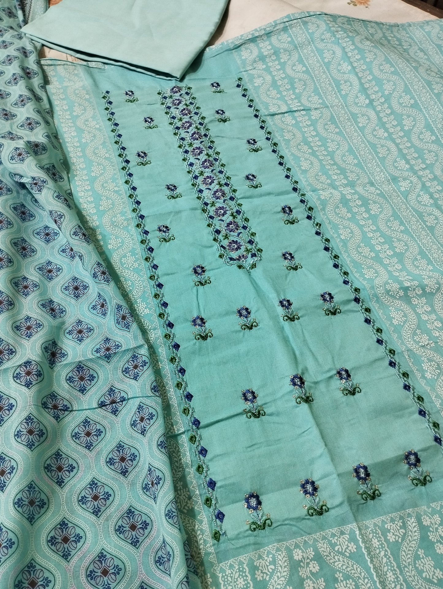 Womens Printed Cotton Three Piece