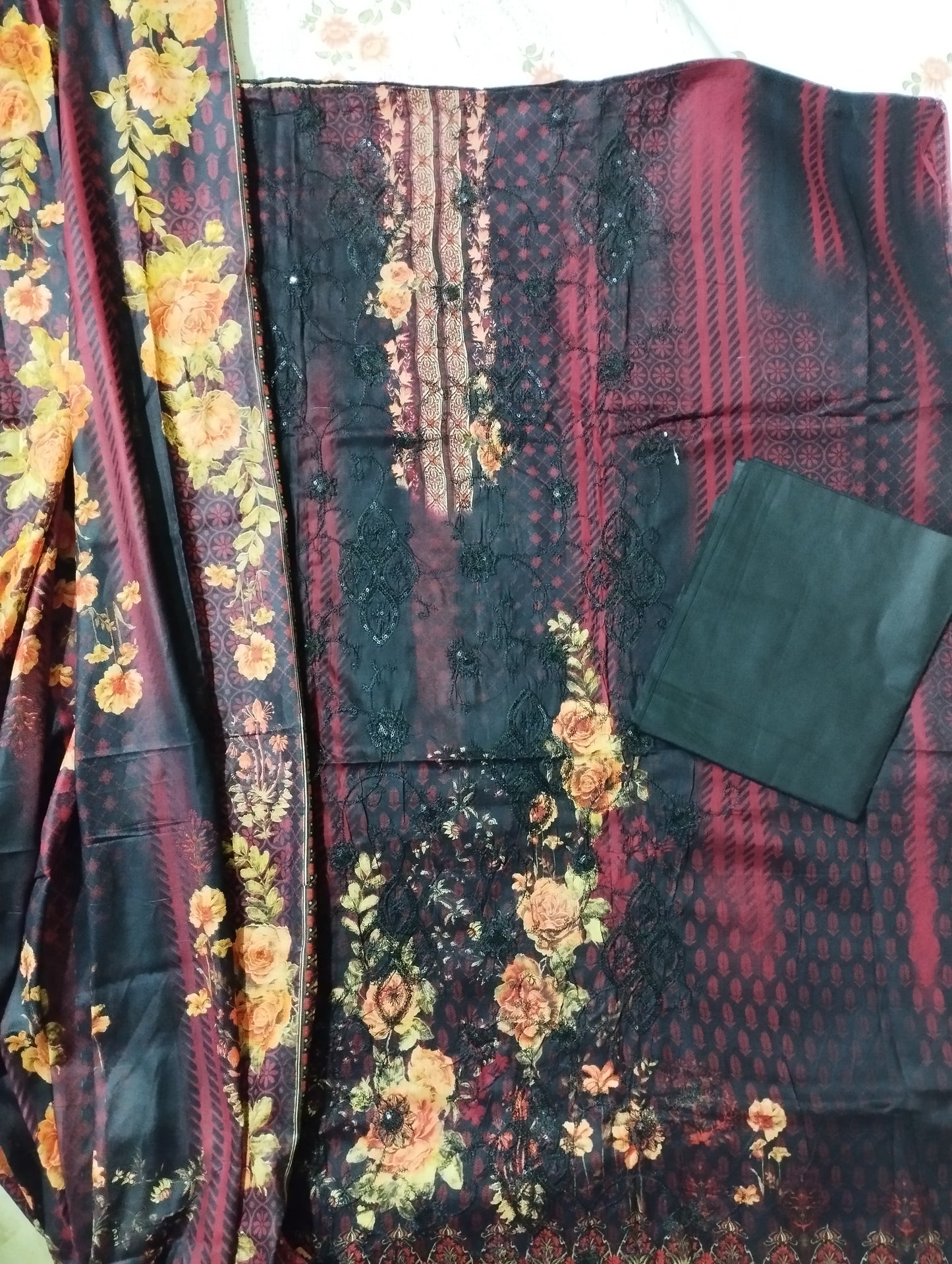 Womens Printed Cotton Three Piece