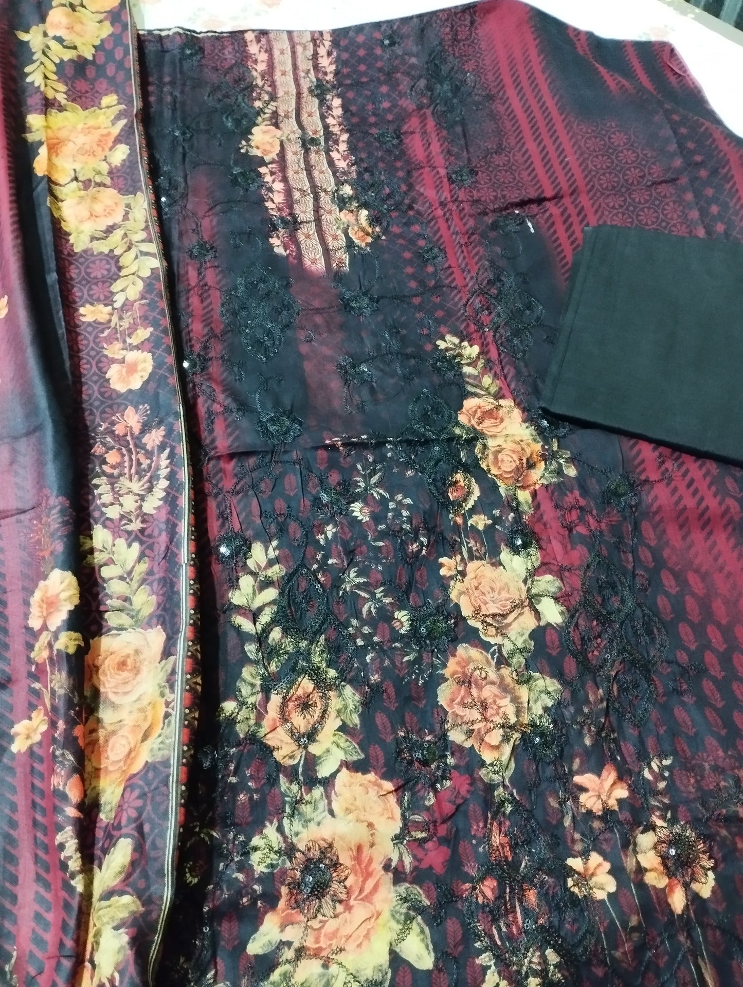 Womens Printed Cotton Three Piece