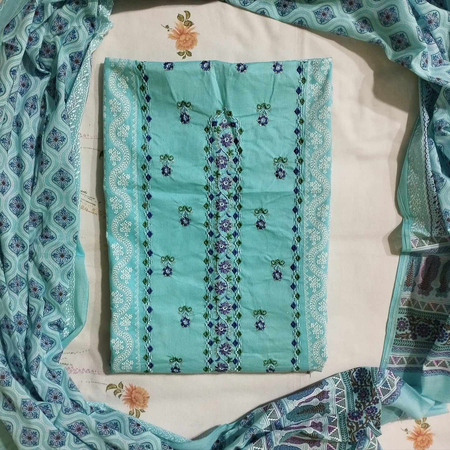 Womens Printed Cotton Three Piece