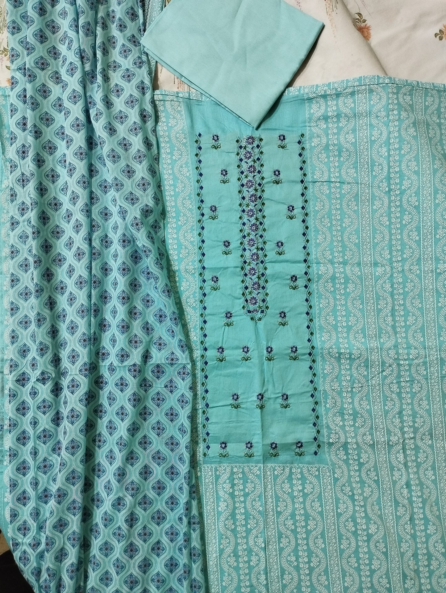 Womens Printed Cotton Three Piece