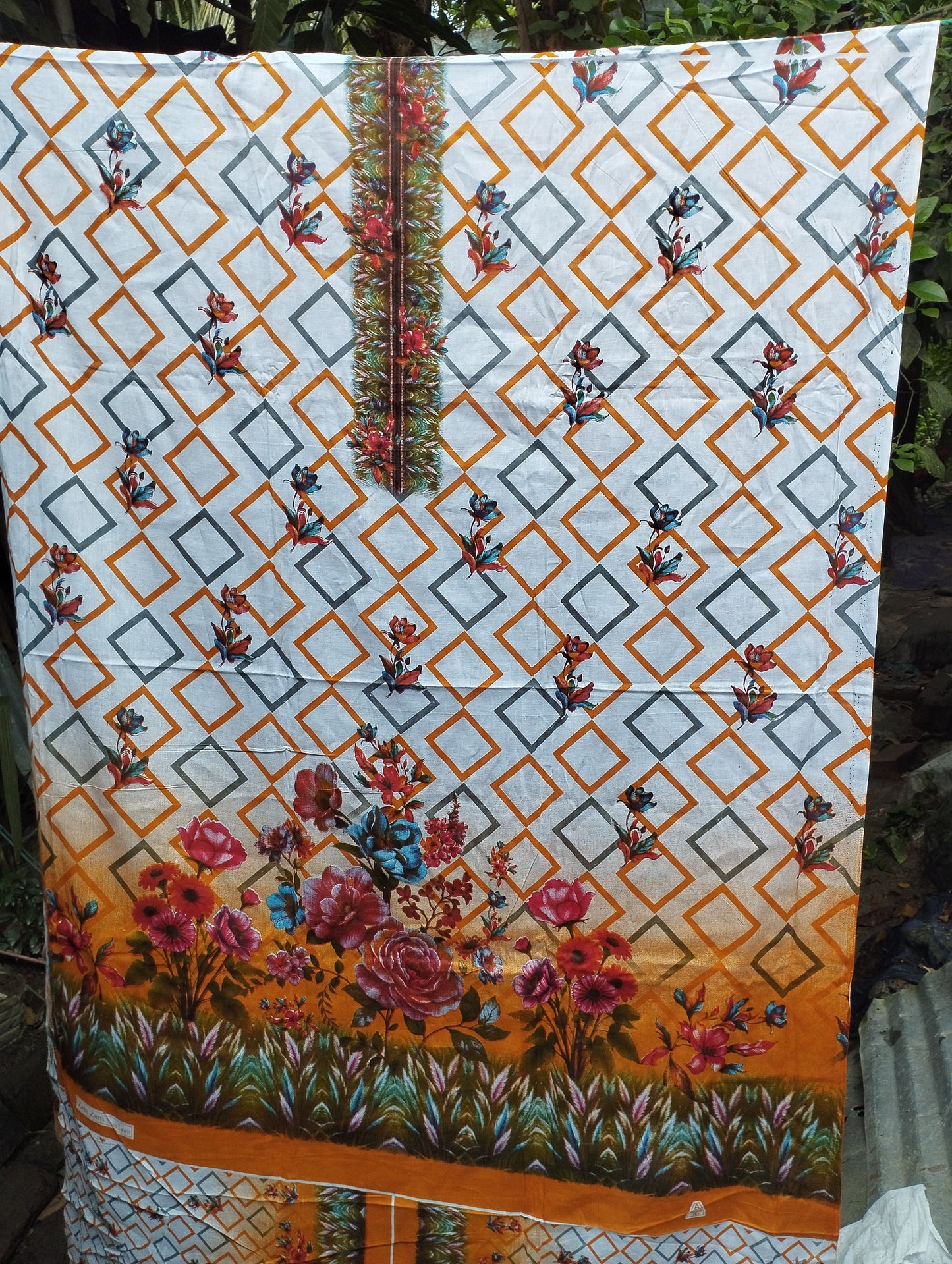 GARDEN BLOSSOM LUXURY PRINTED COTTON THREE PIECE