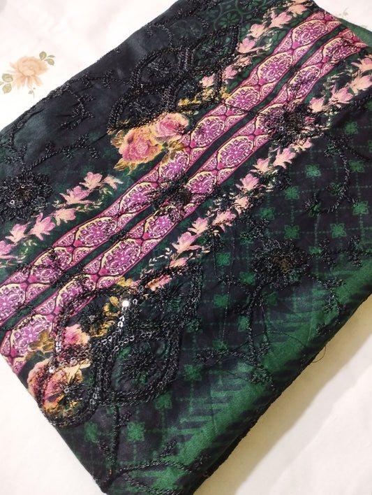 Black Bird Printed Three Piece