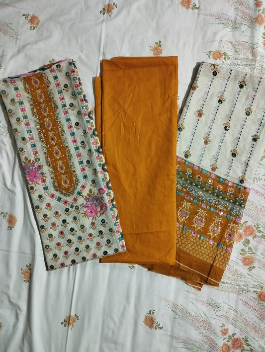 KARCHUPI GLASS WORK PRINTED THREE PIECE